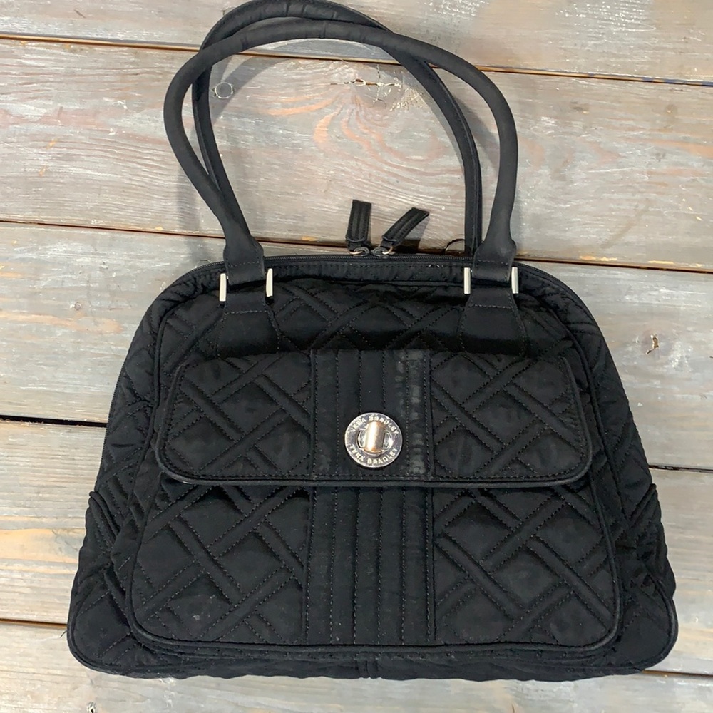 Vera Bradley | Turnlock Satchel Handbag | Solid Black Purse